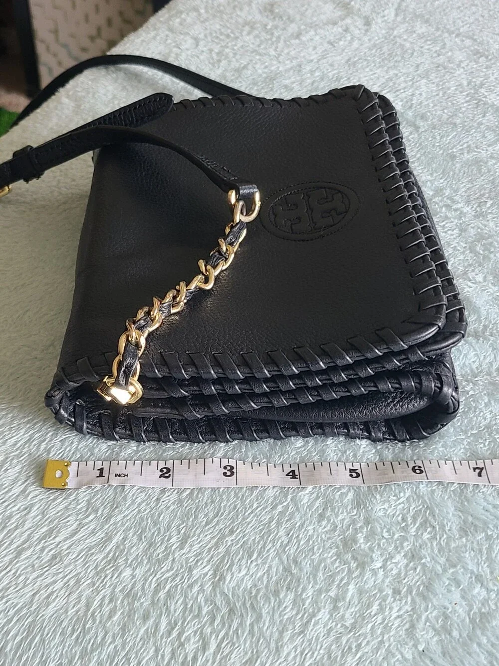 Tory Burch Black Whipstitch Leather Crossbody Bag